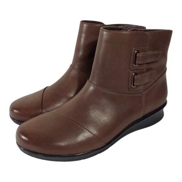 Clarks Hope Cody Brown Leather Ankle Comfort Boot Bootie - 7 - Good Condition - Picture 1 of 12